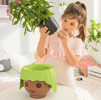 Pot à tête Playmobil rouge avec Plante, Pot à arrosage automatique