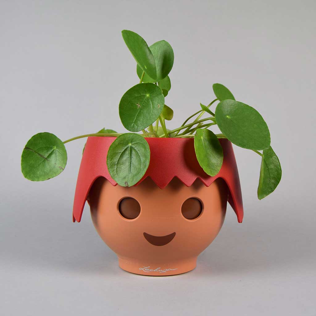 Pot à tête Playmobil rouge avec Plante, Pot à arrosage automatique